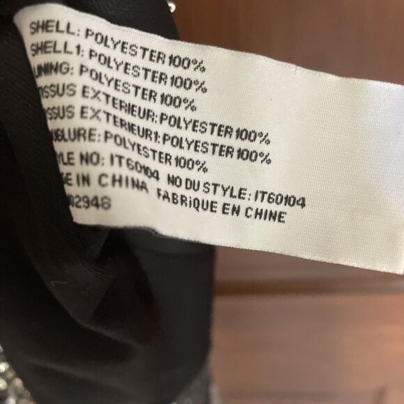 Tulle Black Silver Sequin Sleeveless Lined Fit & Flare Mini Dress Size L - Picture 5 of 8